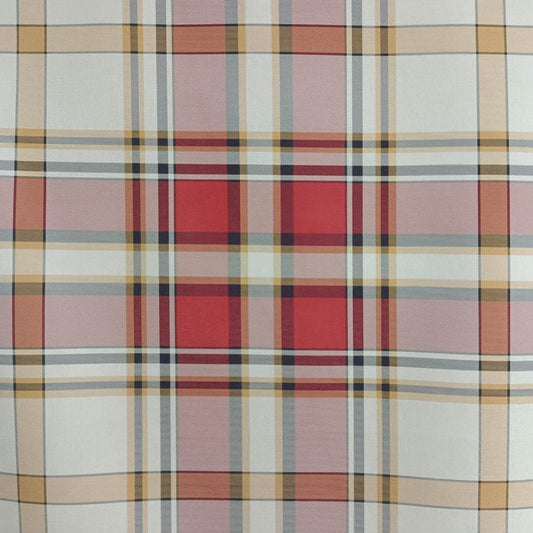 Tecido Para Sofá Linho Sintético Xadrez Vermelho/Crú