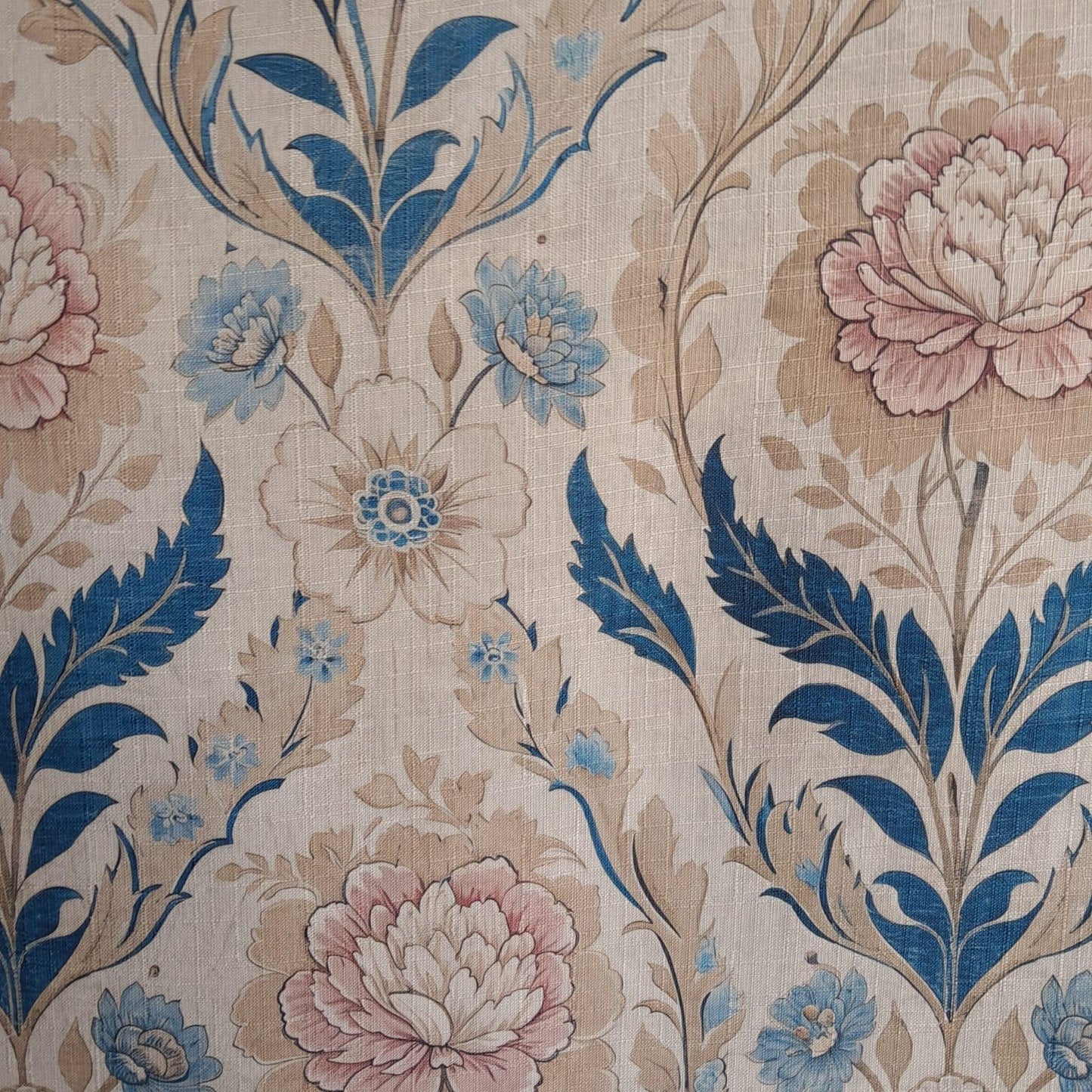 Tecido Para Sofá Linho Sintético Floral Bege com Rosa