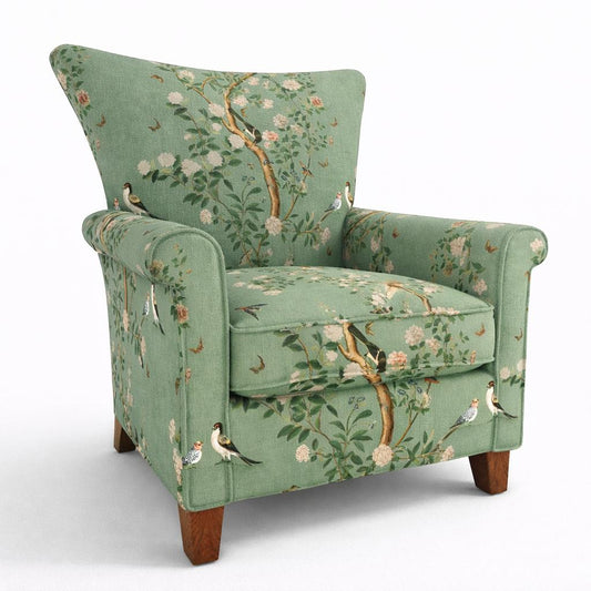 Tecido Para Sofá Linho Sintético Pássaro Verde