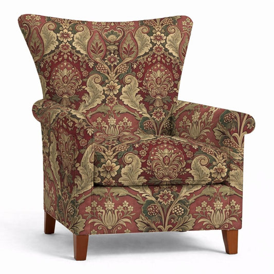 Tecido Para Sofá Linho Sintético Medalhão Marsala