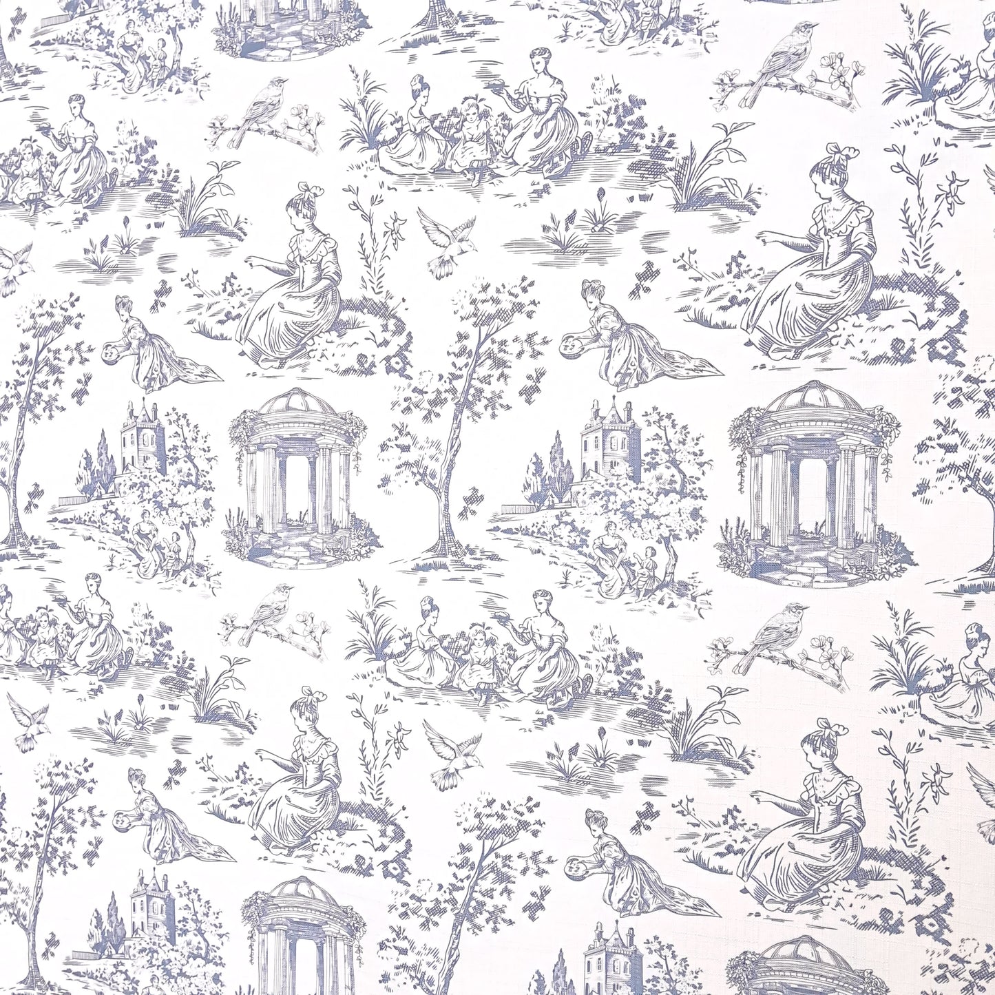 Tecido Para Sofá Linho Sintético Toile de Jouy Grafite