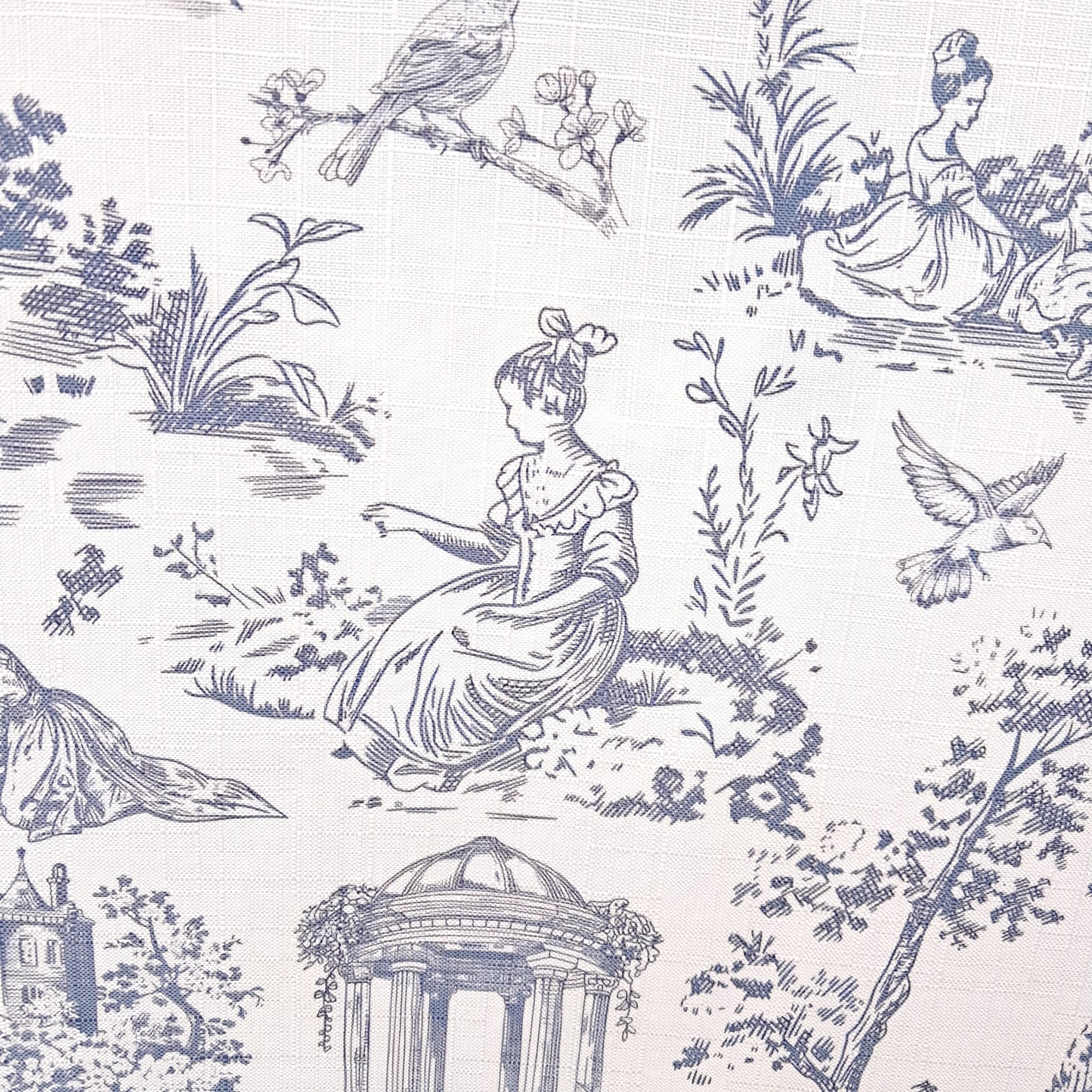 Tecido Para Sofá Linho Sintético Toile de Jouy Grafite