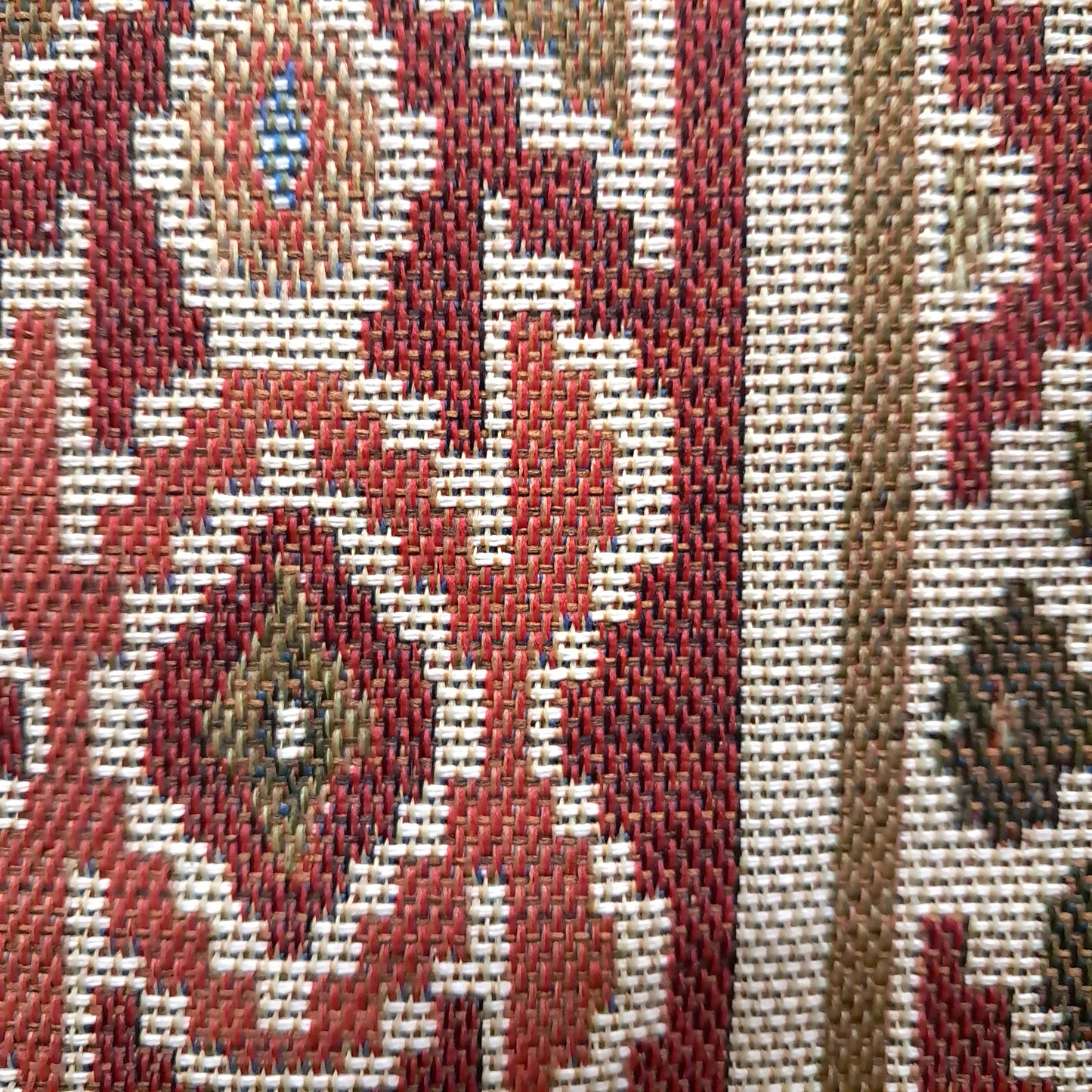 Tecido Para Sofá Gobelem Pixel Kilim Crú/Verde