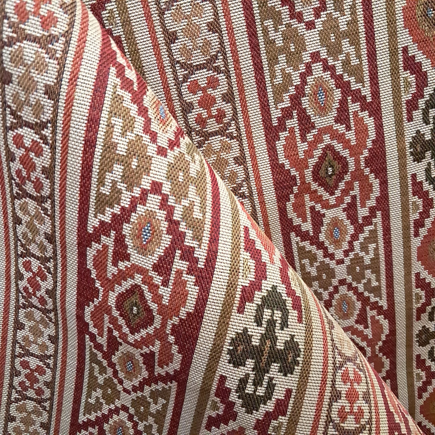 Tecido Para Sofá Gobelem Pixel Kilim Crú/Verde