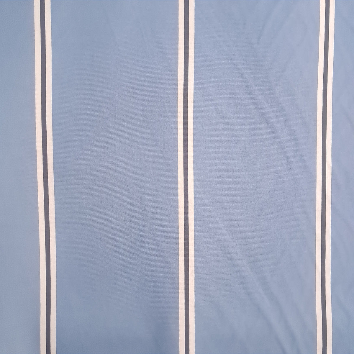 Tecido Para Sofá Linho Sintético Listras Largas Azul/Crú