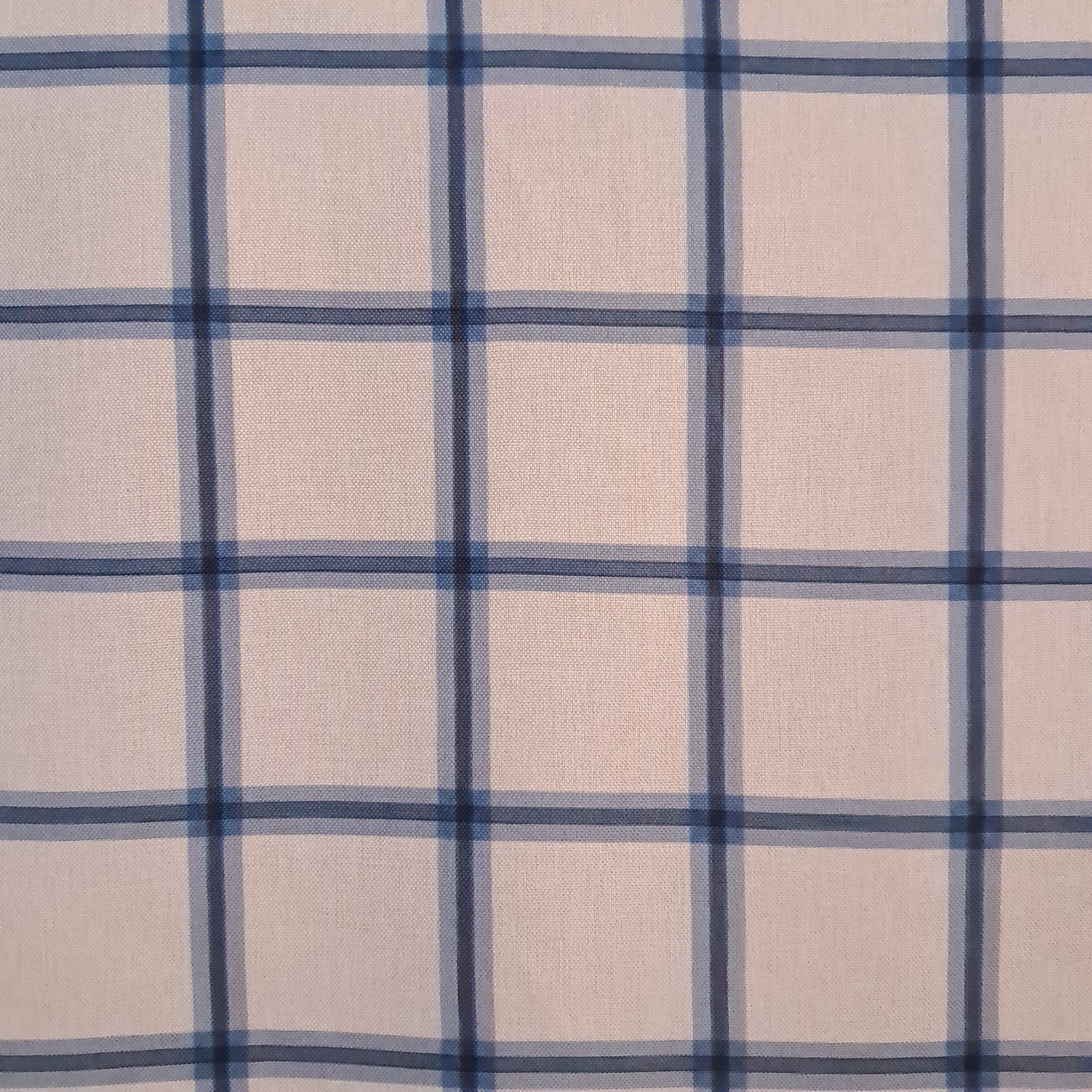 Tecido Para Sofá Linho Sintético Xadrez Crú/Azul