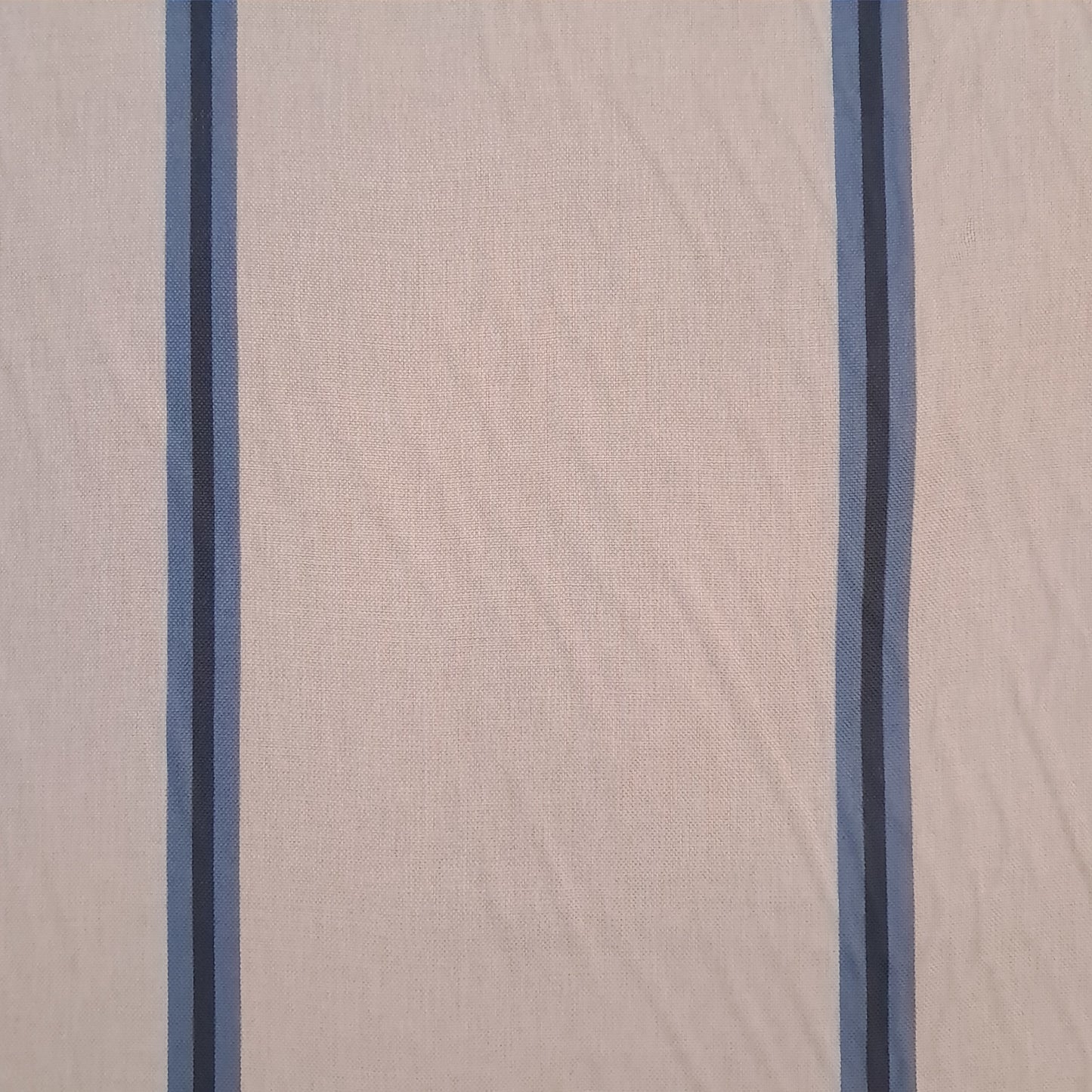 Tecido Para Sofá Linho Sintético Listras Largas Crú/Azul