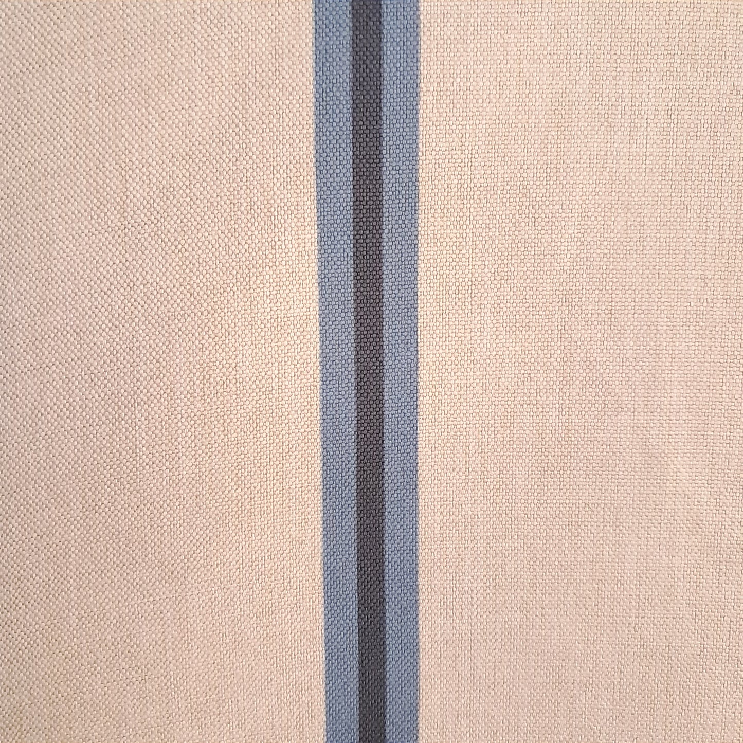 Tecido Para Sofá Linho Sintético Listras Largas Crú/Azul