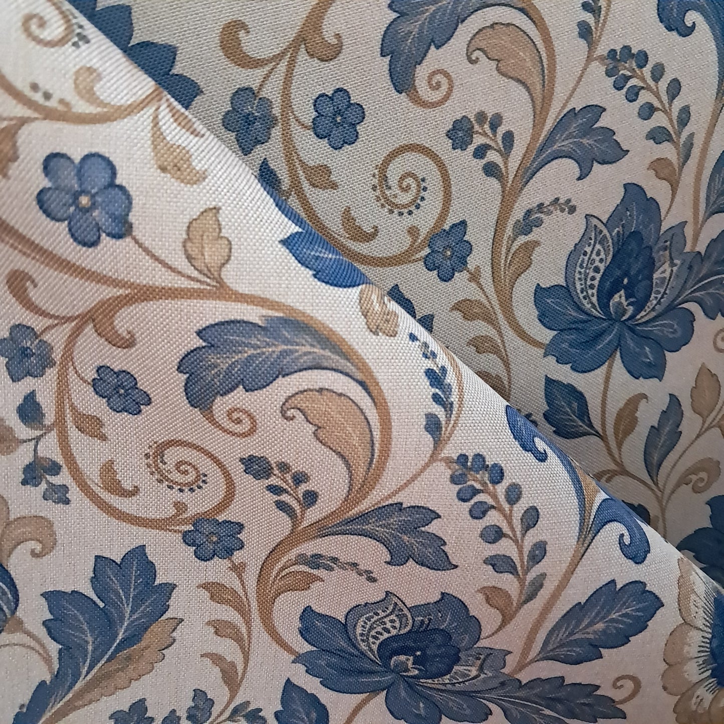 Tecido Para Sofá Linho Sintético Arabesco Azul