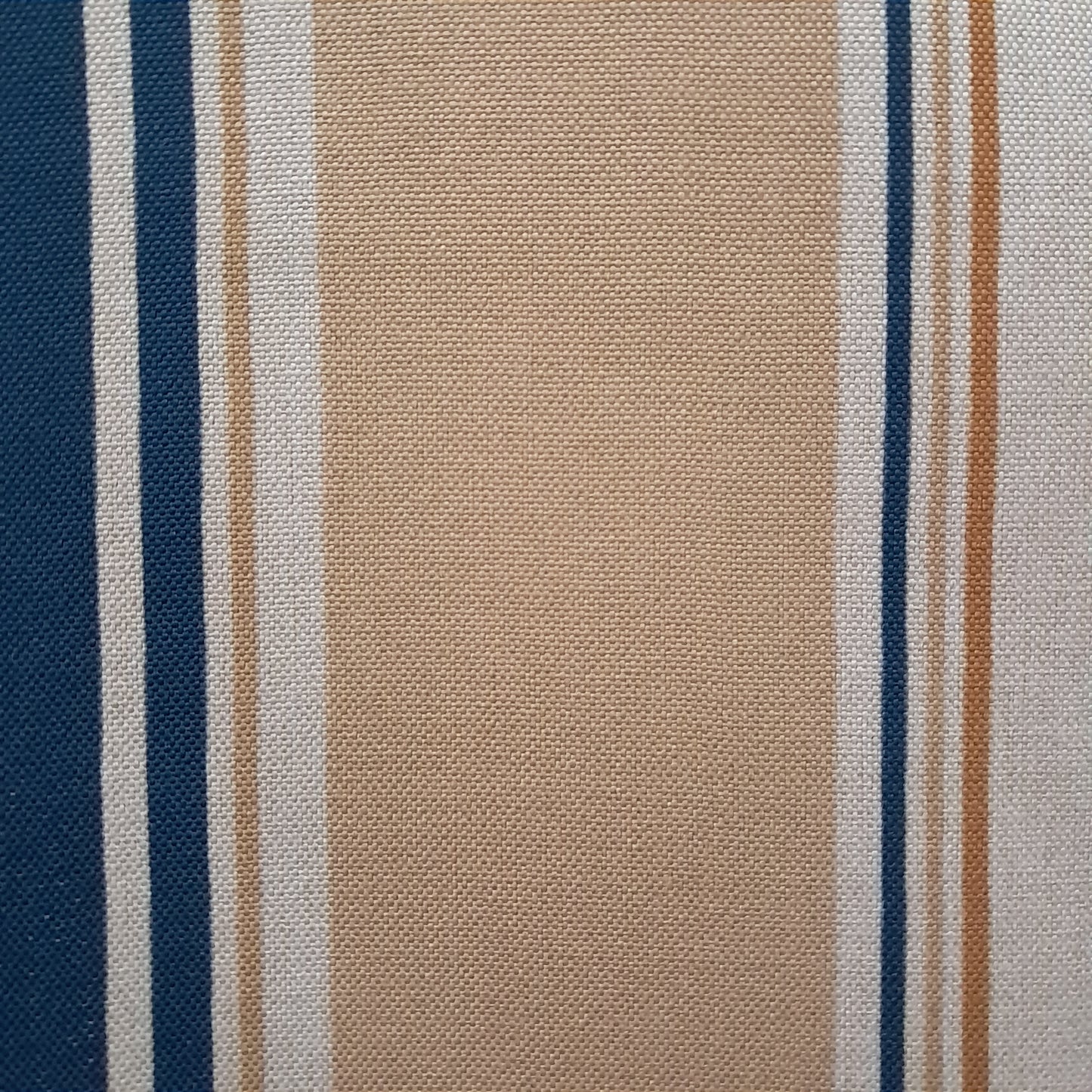 Tecido Para Sofá Linho Sintético Listrado Azul/Bege