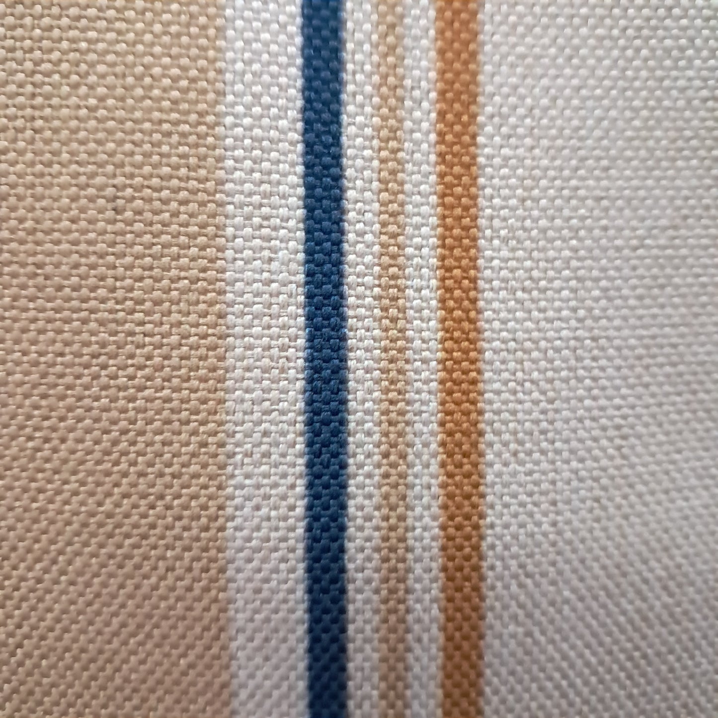 Tecido Para Sofá Linho Sintético Listrado Azul/Bege