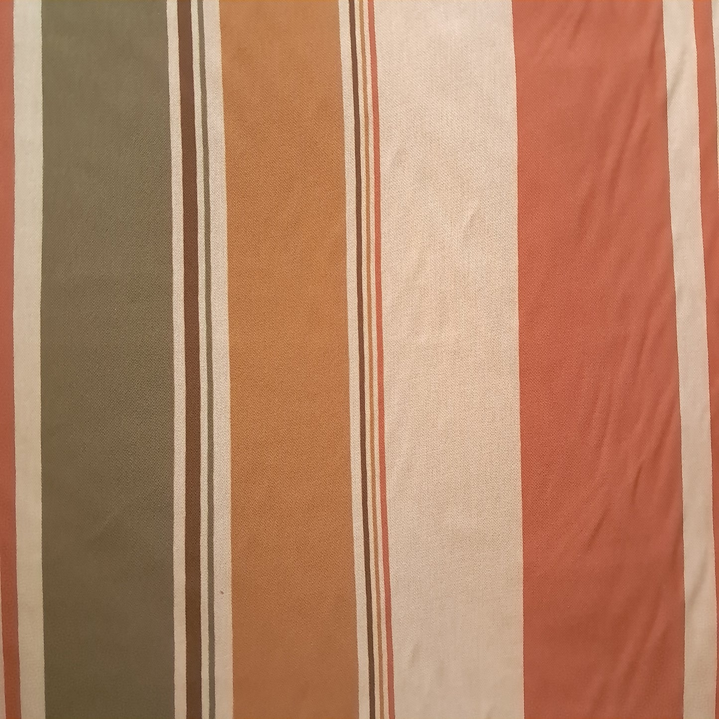 Tecido Para Sofá Linho Sintético Listrado Terracota/Verde