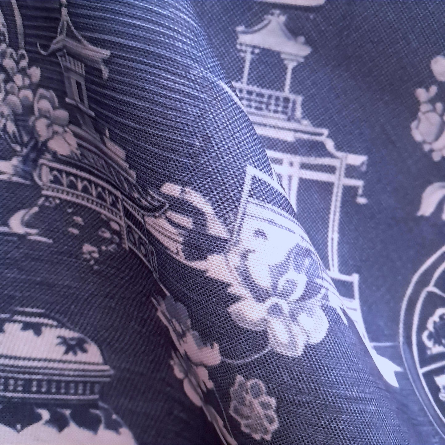 Tecido Para Sofá Linho Sintético Vasos Azuis