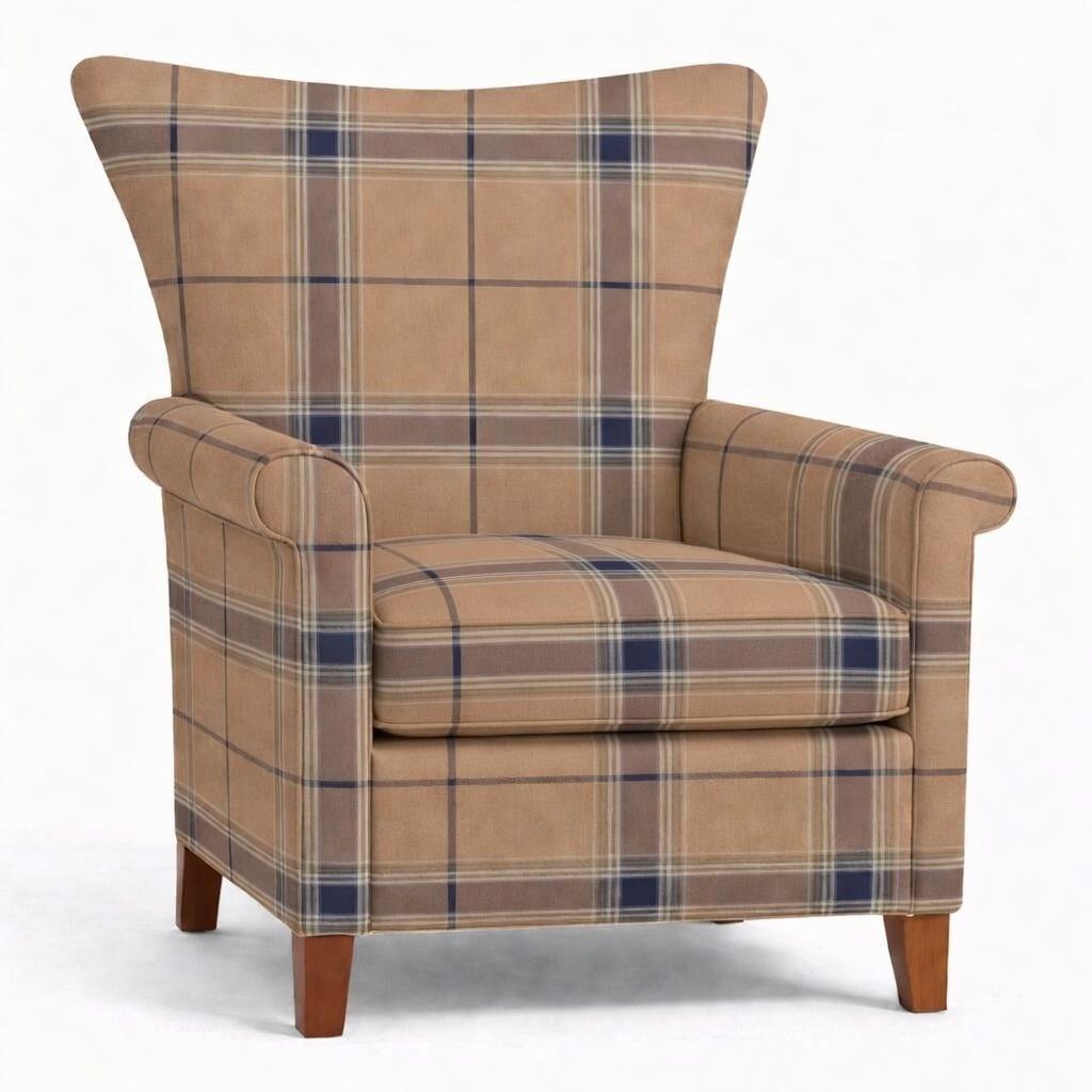 Tecido Para Sofá Linho Sintético Xadrez Caramelo