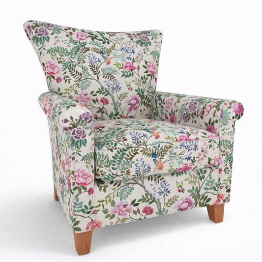 Tecido Para Sofá Linho Sintético Flores e Pássaros