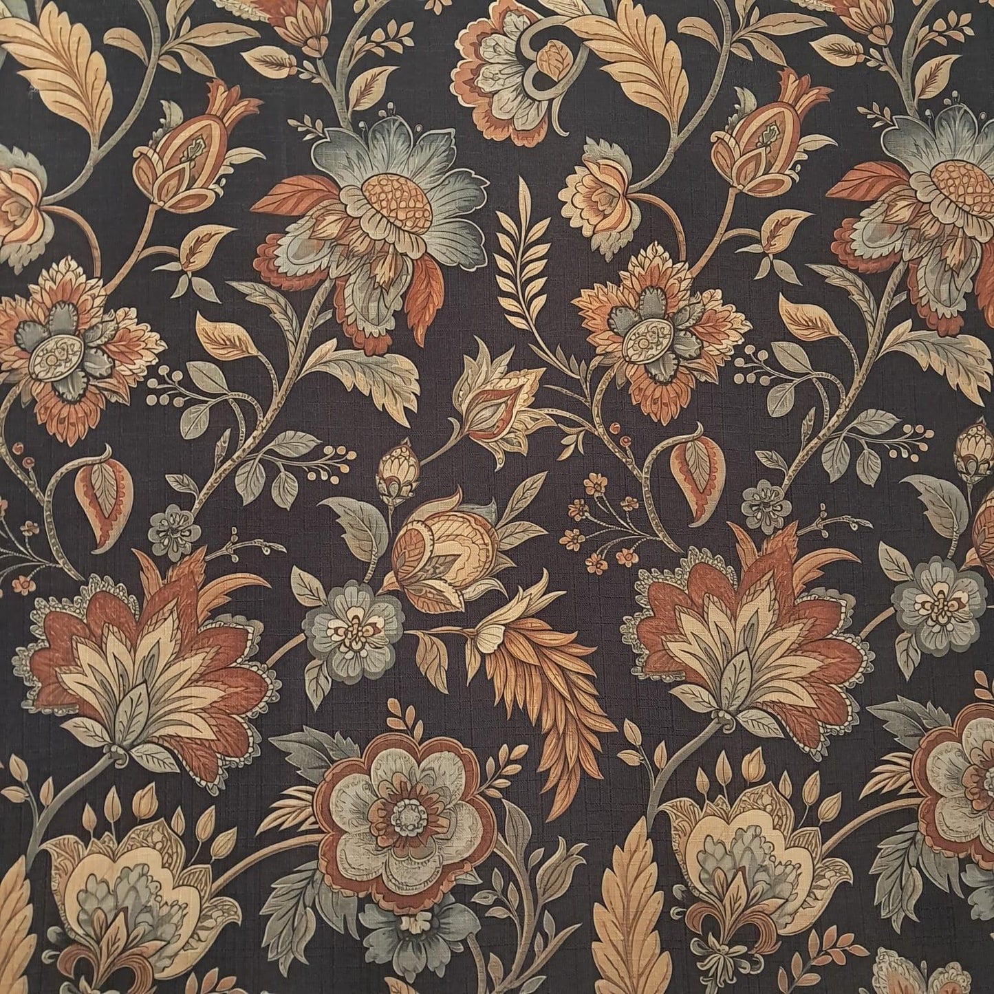 Tecido Para Sofá Linho Sintético Arabesco Preto