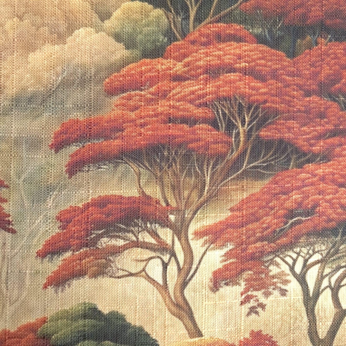 Tecido Para Sofá Linho Sintético Floresta Terracota