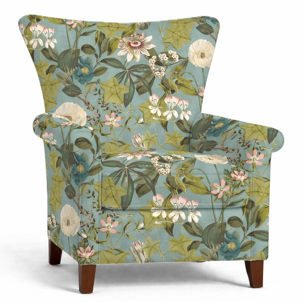 Tecido Para Sofá Linho Sintético Flores de Maracujá