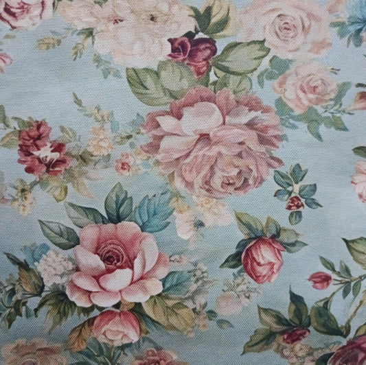 Tecido Para Sofá Linho Sintético Floral Rosa Seco