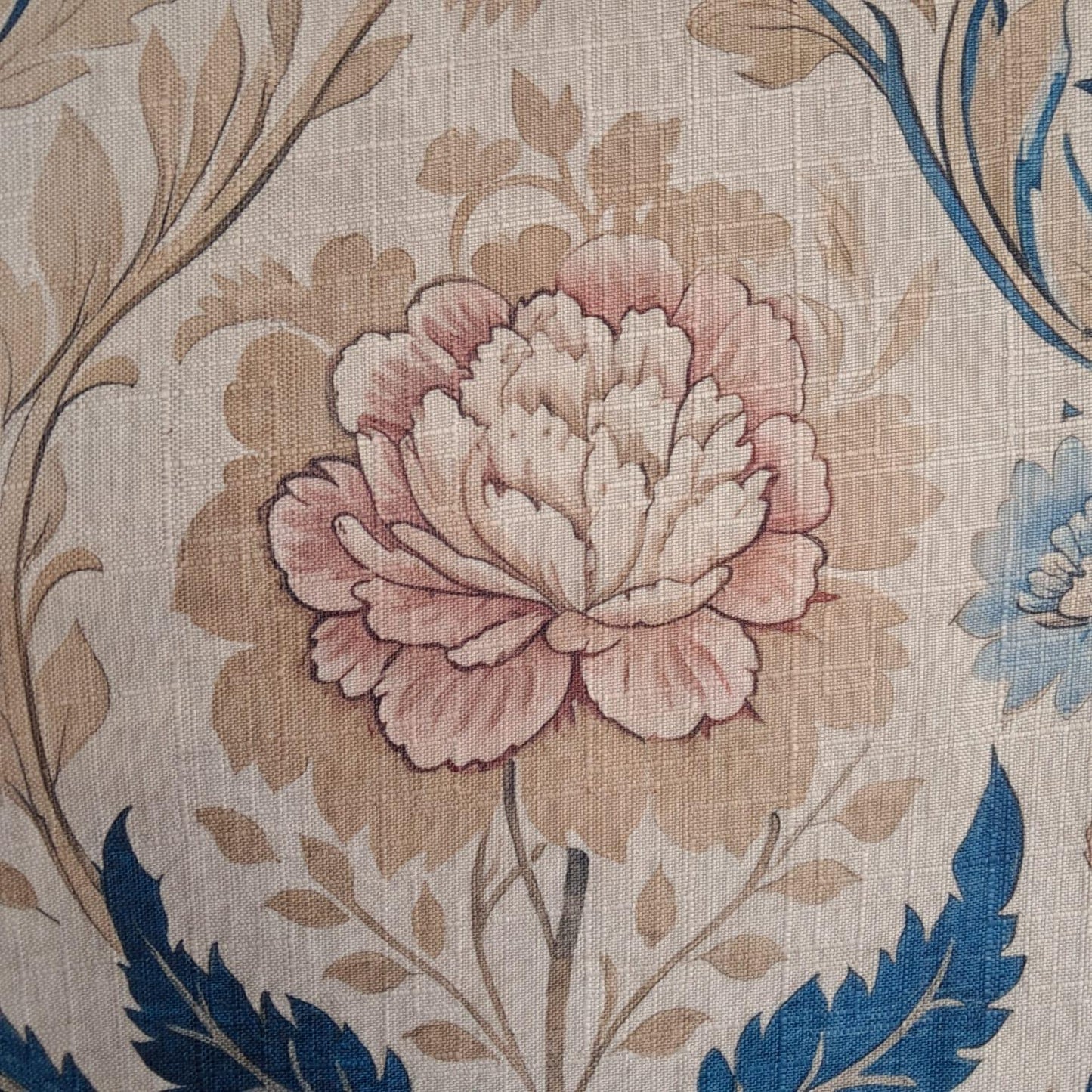 Tecido Para Sofá Linho Sintético Floral Bege com Rosa