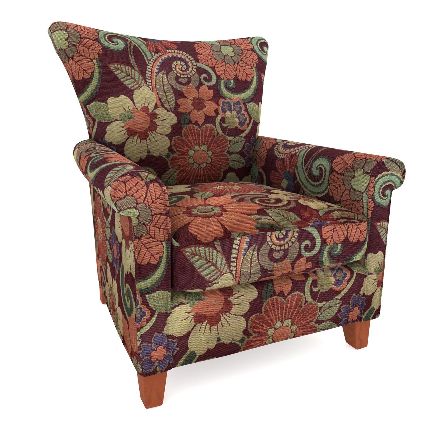 Tecido Para Sofá Gobelem Pixel Floral Marsala