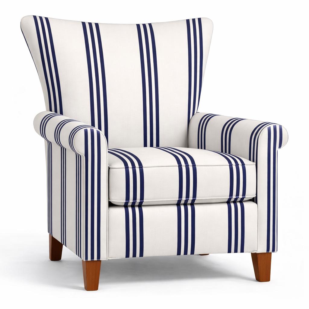 Tecido Para Sofá Linho Sintético Listrado Azul