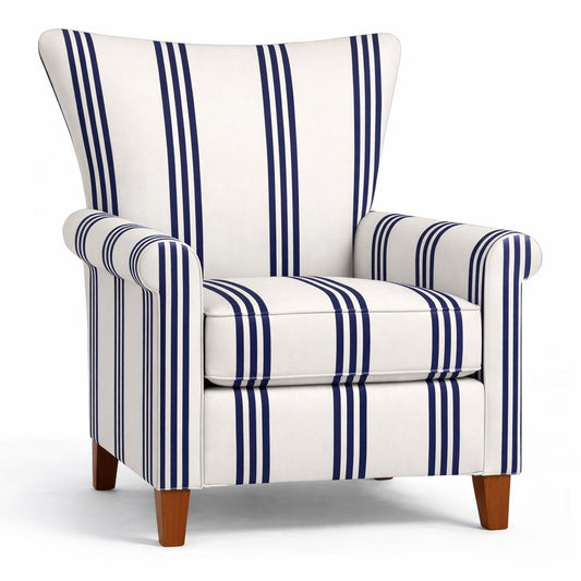 Tecido Para Sofá Linho Sintético Listrado Azul