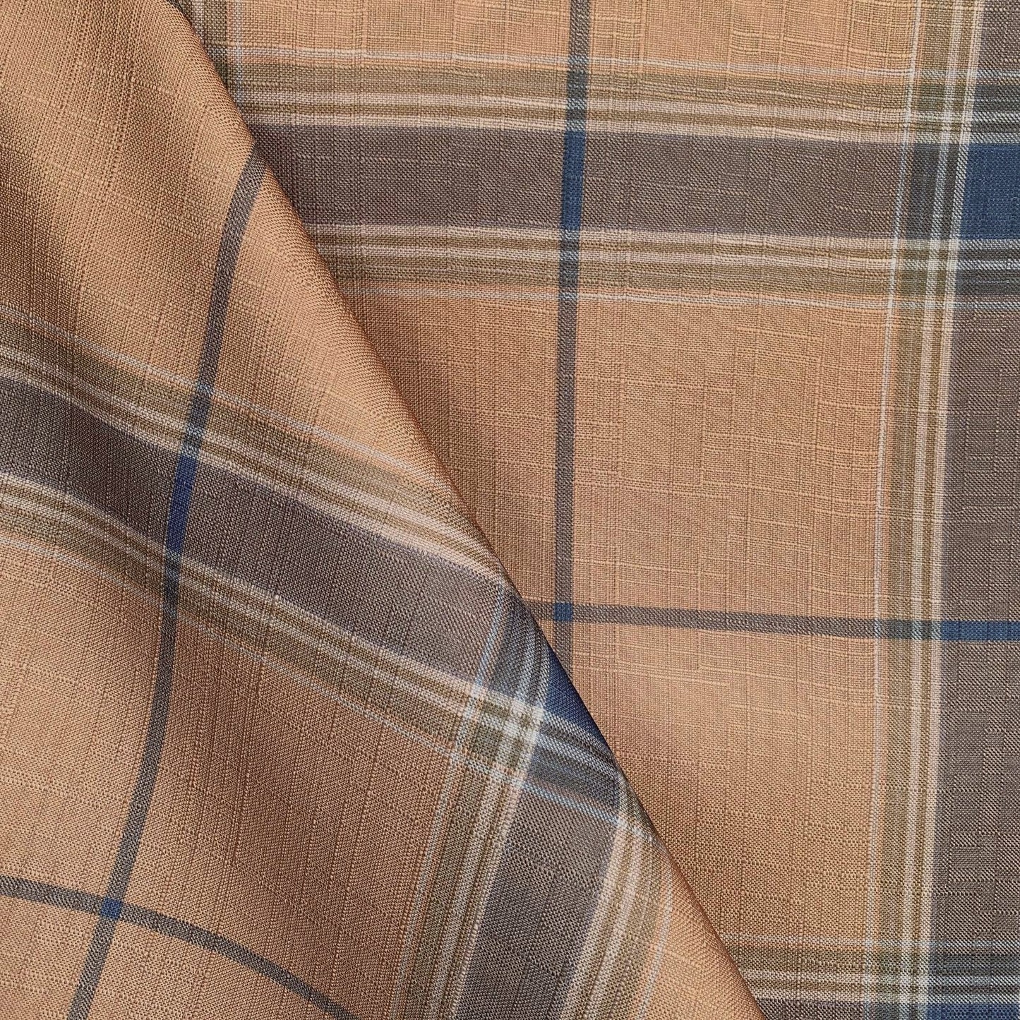 Tecido Para Sofá Linho Sintético Xadrez Caramelo