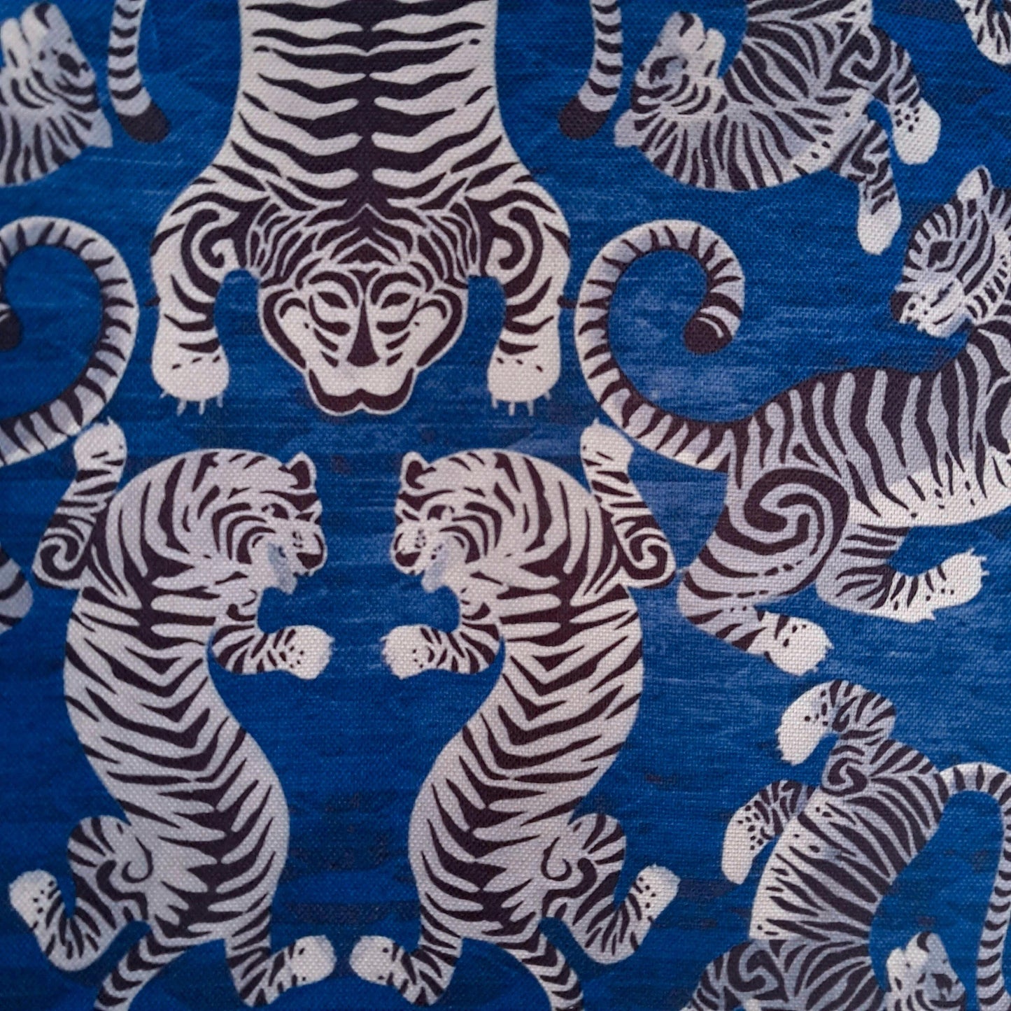 Tecido Para Sofá Linho Sintético Tigres Azul