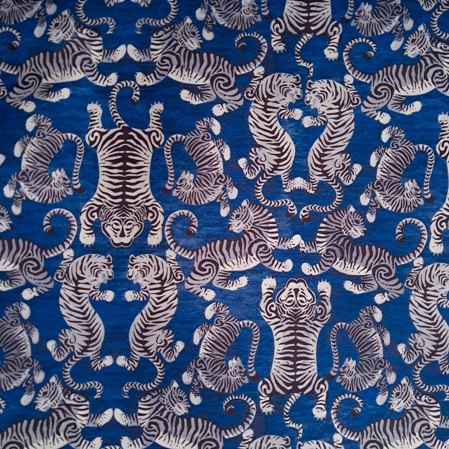 Tecido Para Sofá Linho Sintético Tigres Azul