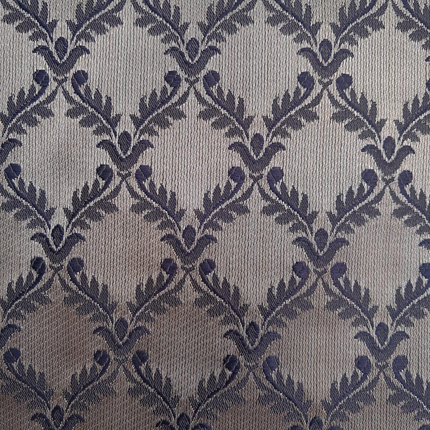 Tecido Para Sofá Chantung Bordado Azul