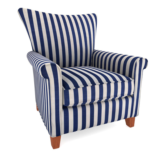 Tecido Para Sofá Linho Sintético Listras Finas Azul Marinho