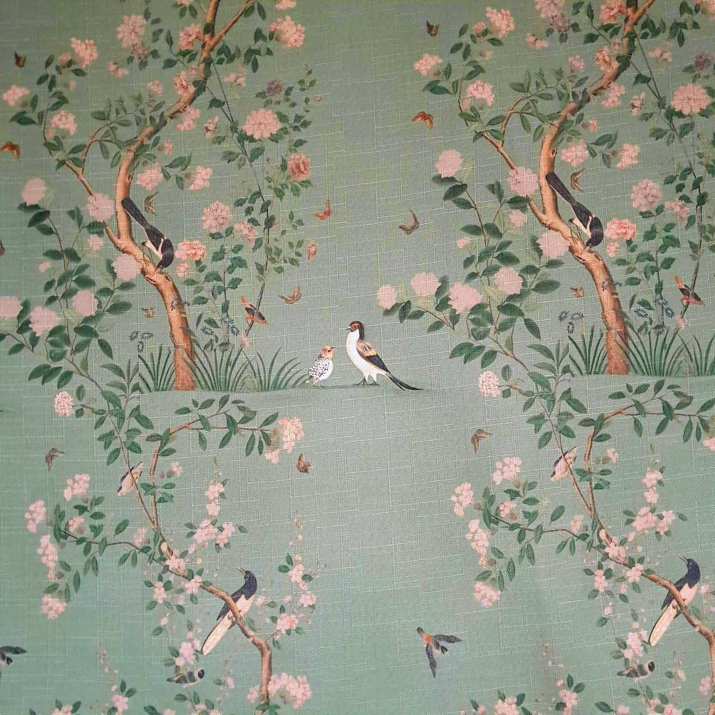 Tecido Para Sofá Linho Sintético Pássaro Verde