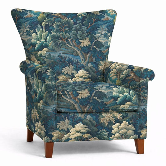 Tecido Para Sofá Linho Sintético Floresta Azul