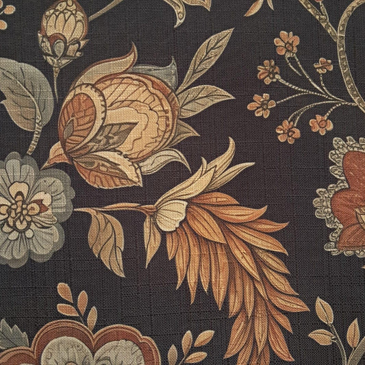 Tecido Para Sofá Linho Sintético Arabesco Preto