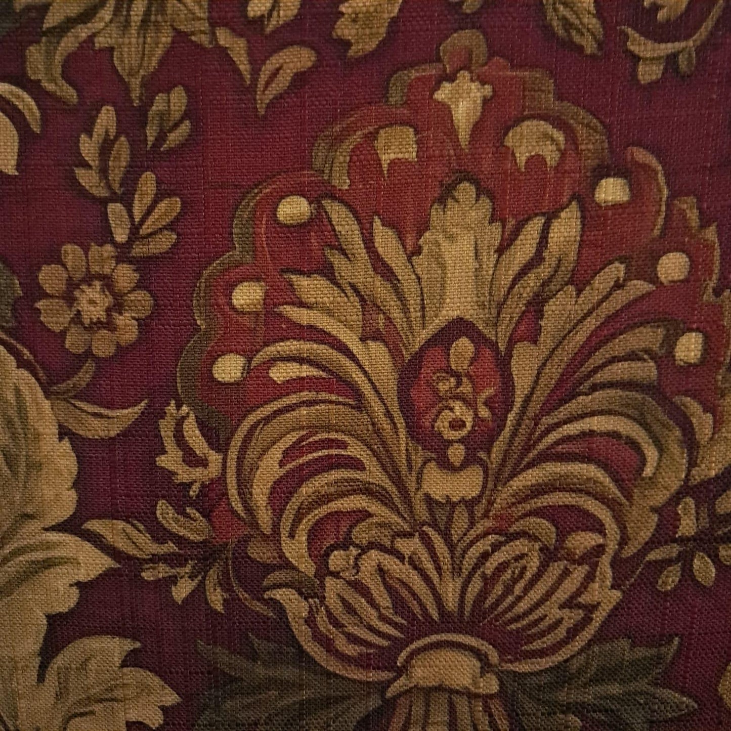 Tecido Para Sofá Linho Sintético Medalhão Marsala