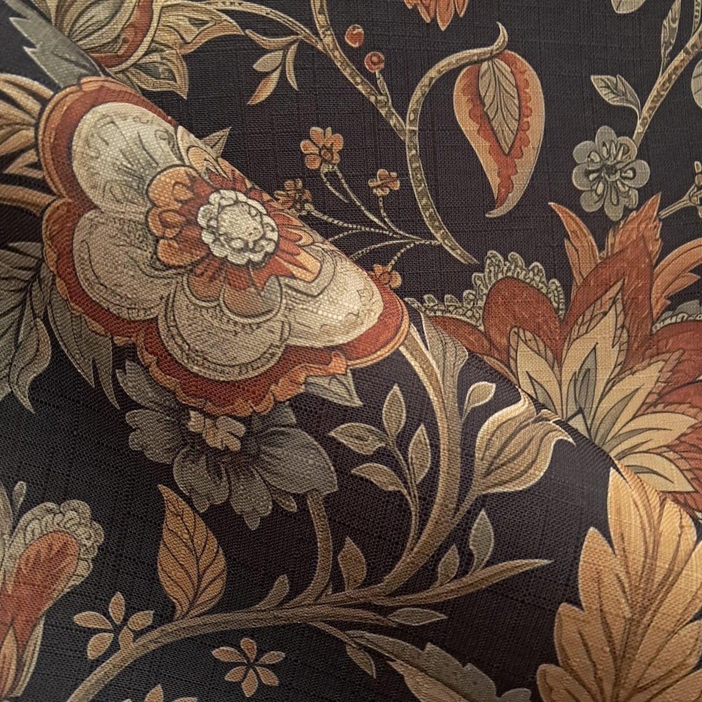 Tecido Para Sofá Linho Sintético Arabesco Preto