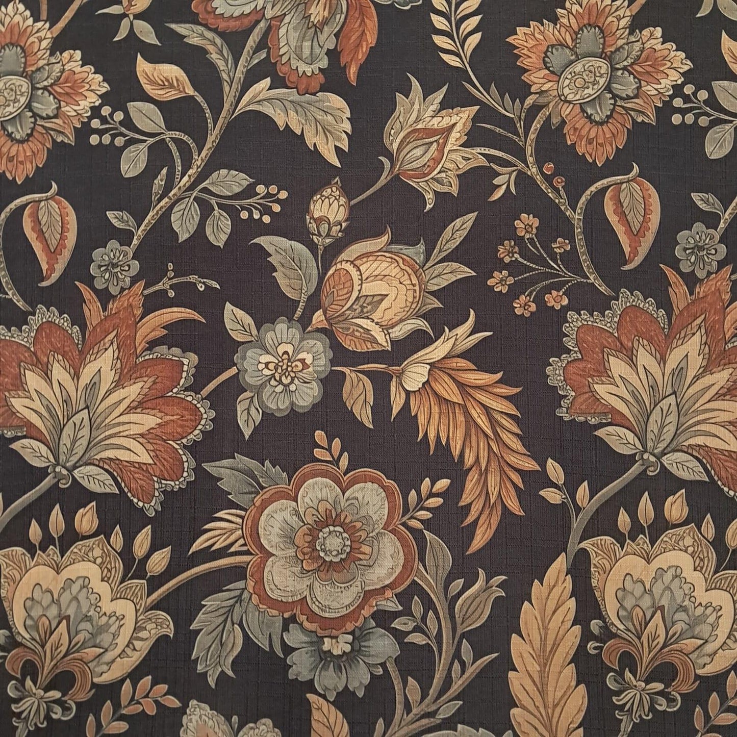 Tecido Para Sofá Linho Sintético Arabesco Preto