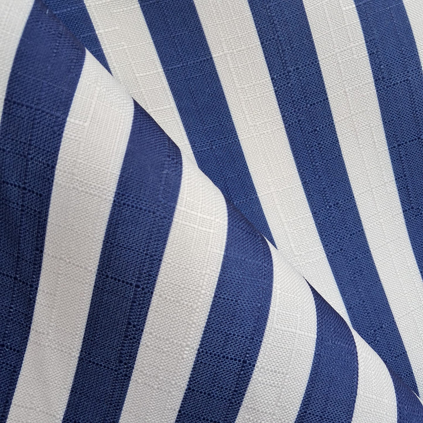 Tecido Para Sofá Linho Sintético Listras Finas Azul Marinho