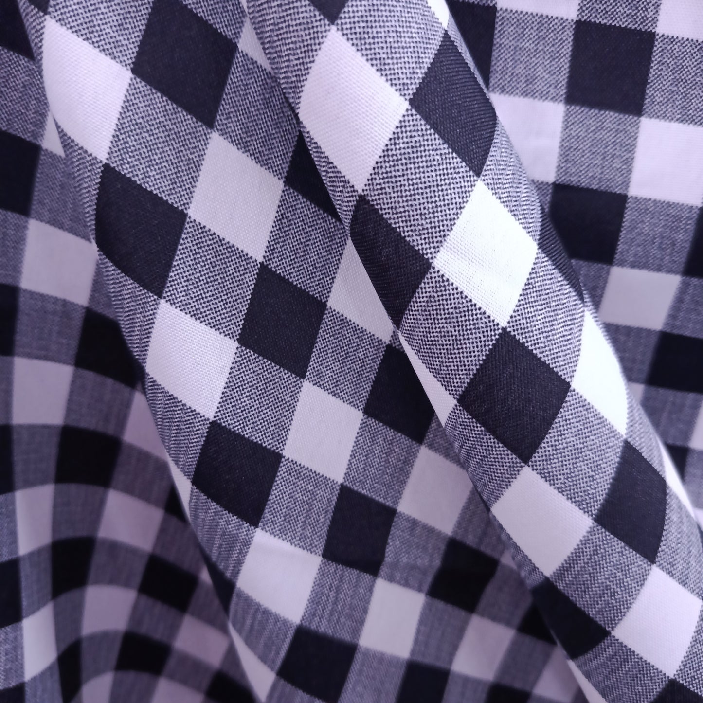 Tecido Para Cortina Oxford Xadrez Pequeno Preto