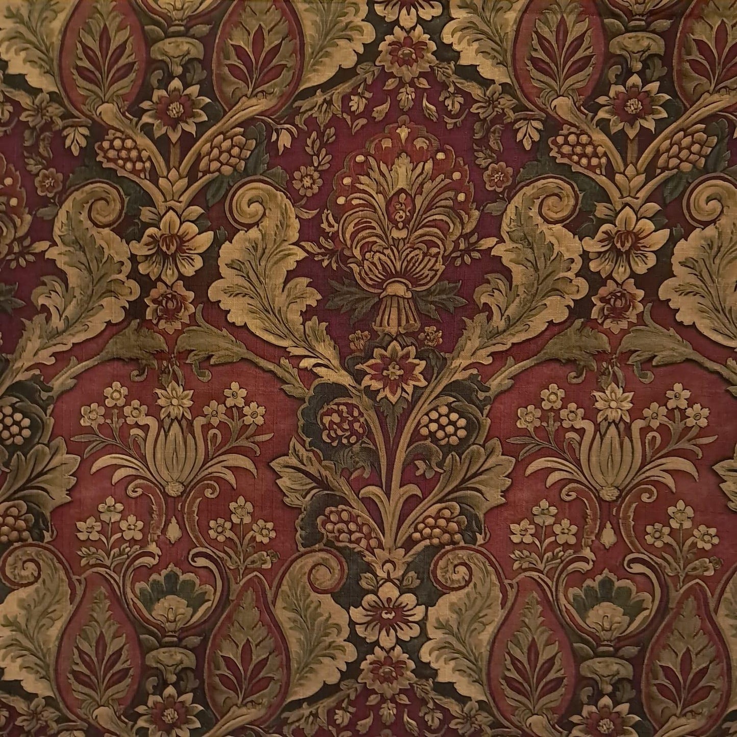 Tecido Para Sofá Linho Sintético Medalhão Marsala