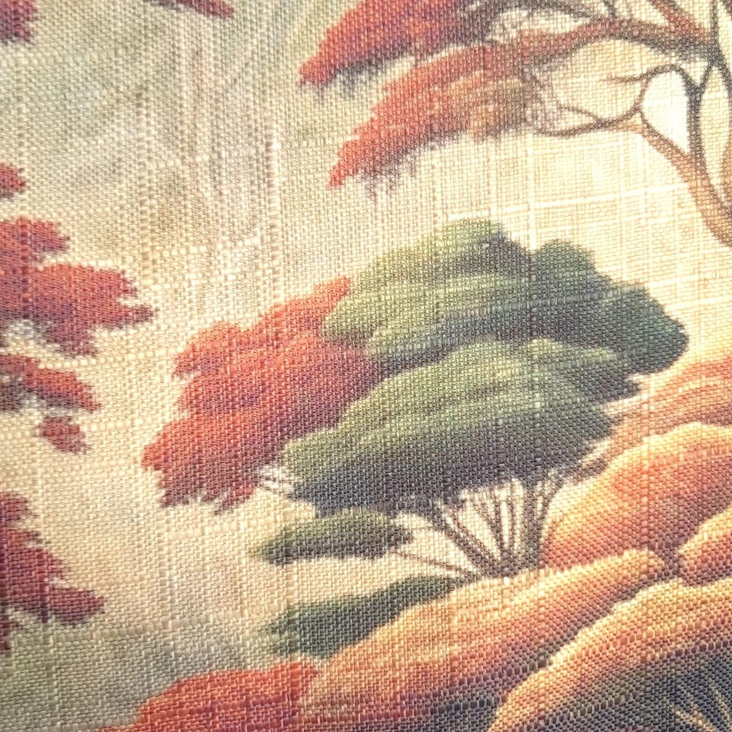 Tecido Para Sofá Linho Sintético Floresta Terracota