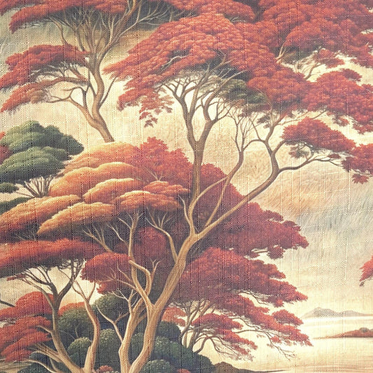 Tecido Para Sofá Linho Sintético Floresta Terracota