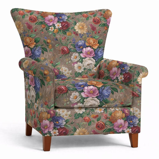 Tecido Para Sofá Veludo Estampado Floral Marrom