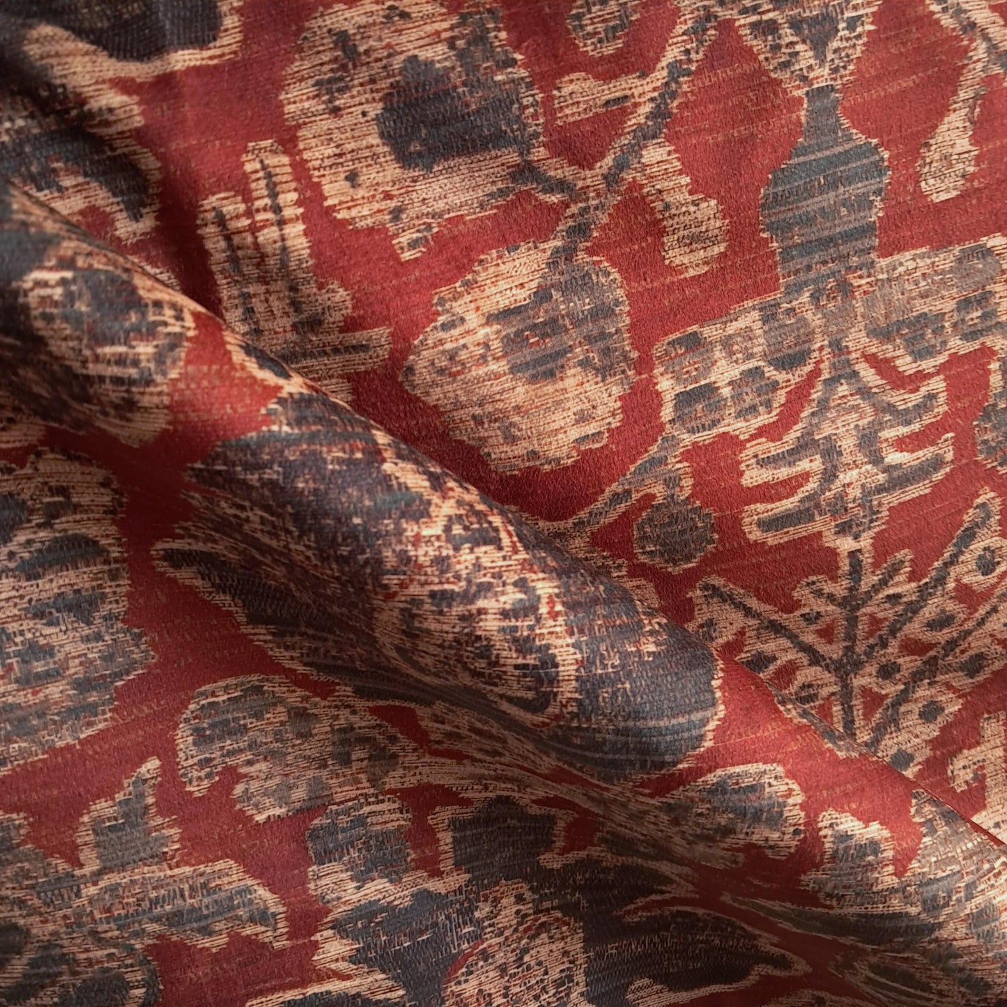 Tecido Para Sofá Veludo Estampado Tapete Marsala
