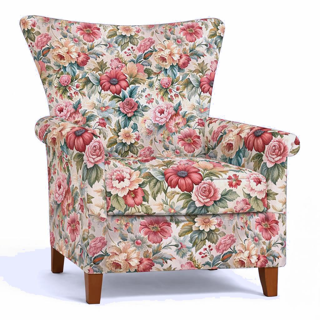 Tecido Para Sofá Linho Sintético Floral Envelhecido