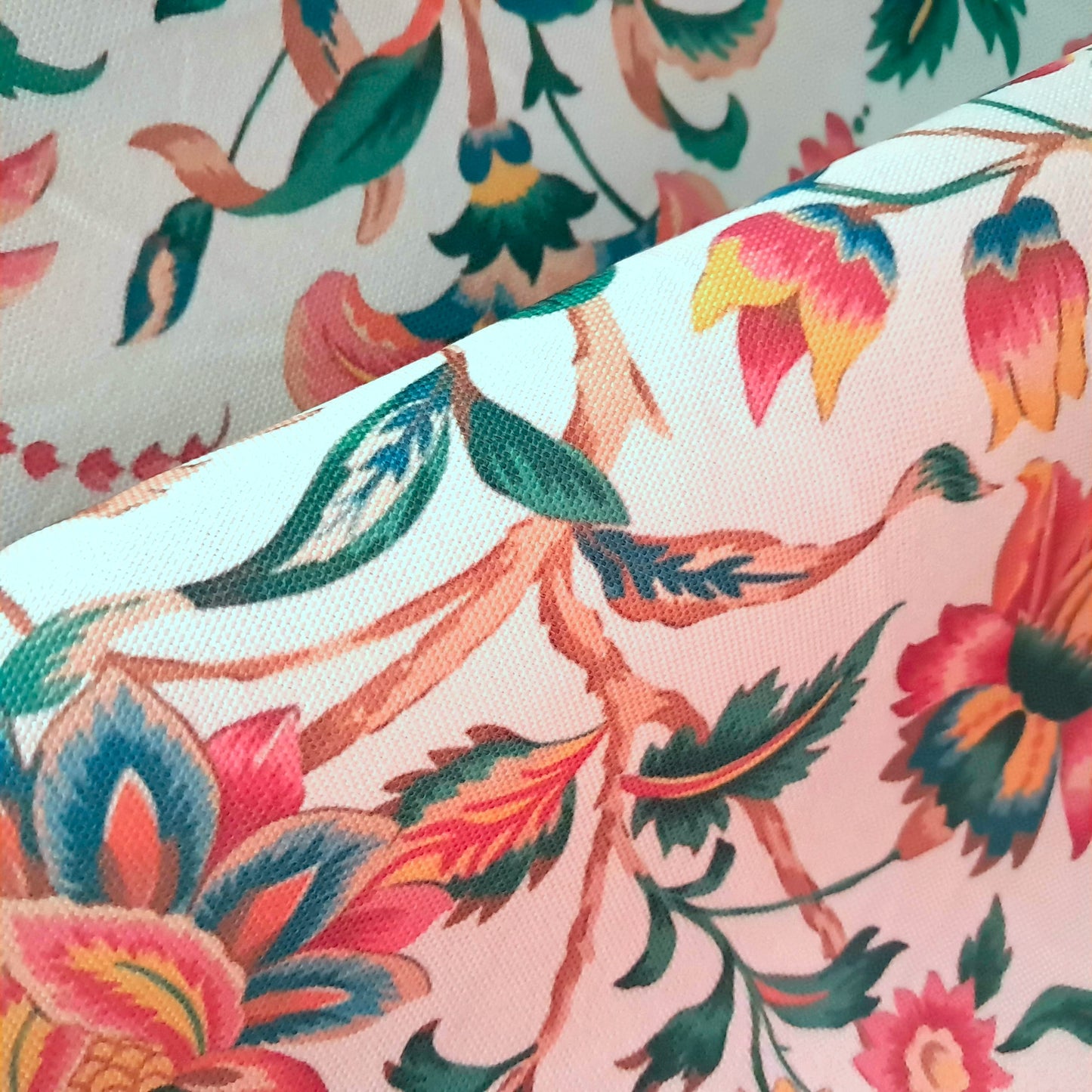 Tecido Para Sofá Linho Sintético Floral Pink