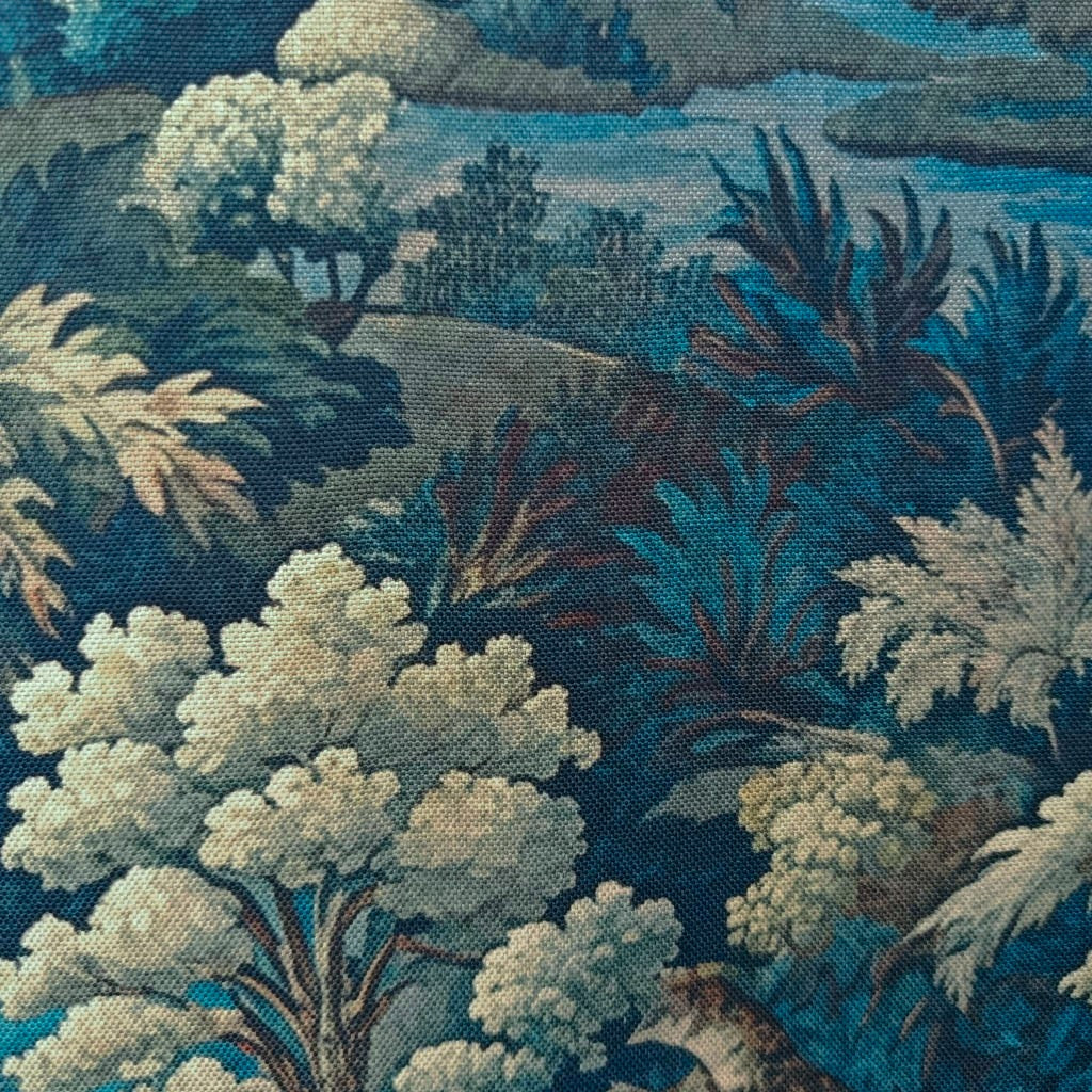 Tecido Para Sofá Linho Sintético Floresta Azul