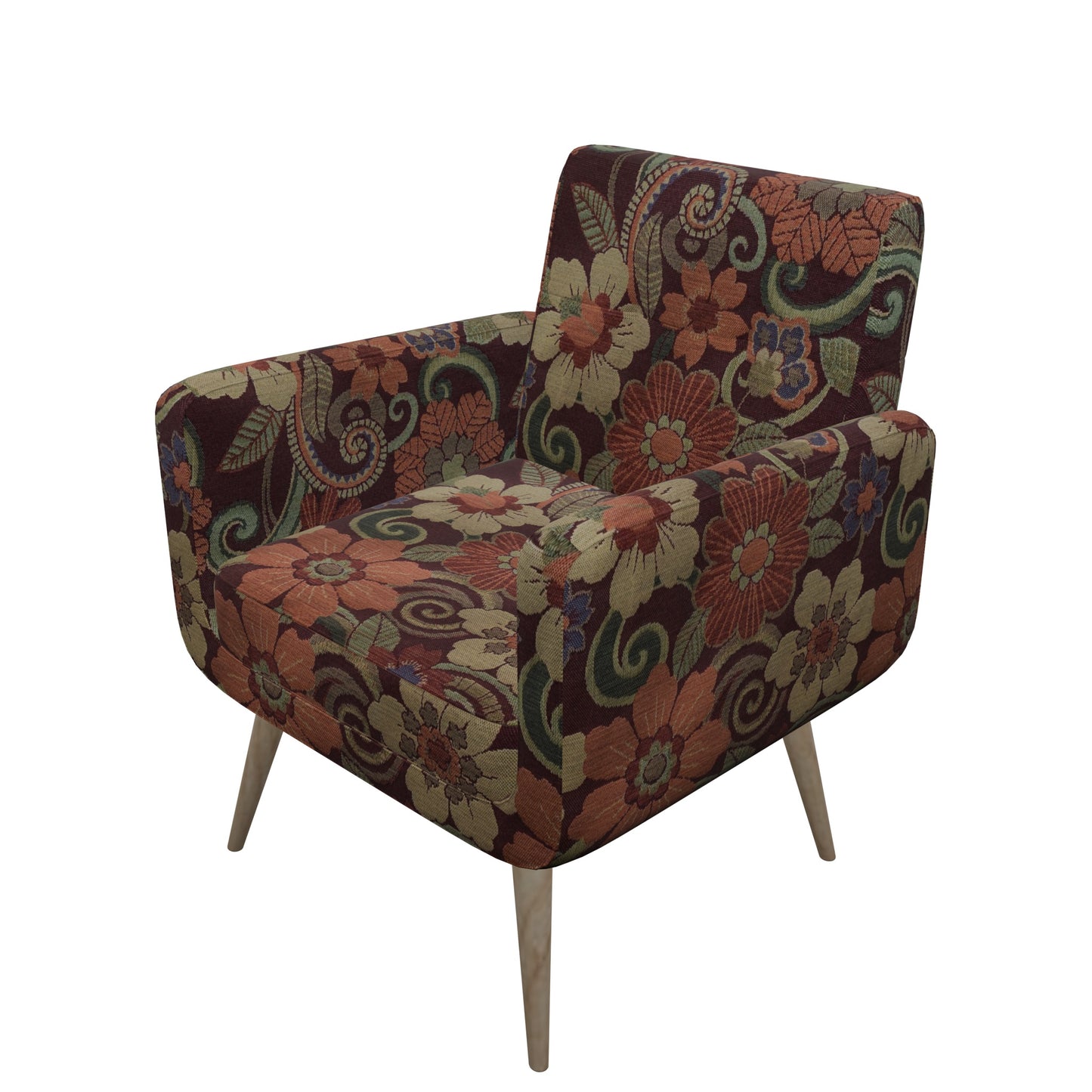 Tecido Para Sofá Gobelem Pixel Floral Marsala