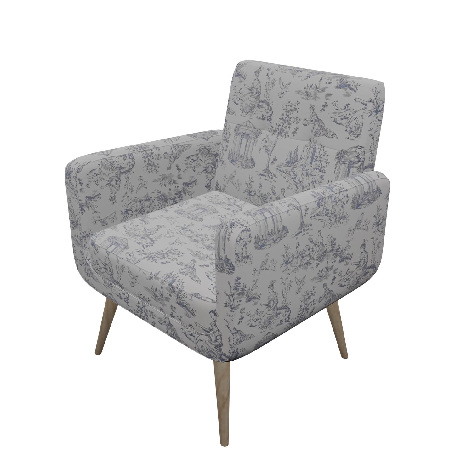 Tecido Para Sofá Linho Sintético Toile de Jouy Grafite